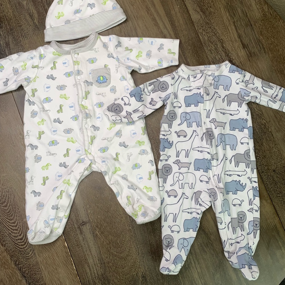 Two (2) Safari Print Footed Pajamas